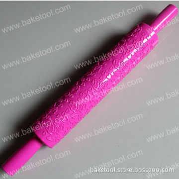 Plastic Rose Flower Pattern Cake Fondant Rolling Pin